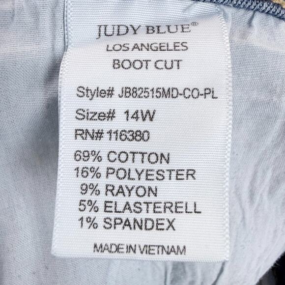 Judy Blue Boot Cut Jeans Women 14W Light Denim Stretch High Rise Casual Pockets - Picture 9 of 13